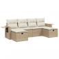 Preview: 6-tlg. Garten-Sofagarnitur mit Kissen Beige Poly Rattan