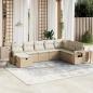 Preview: ARDEBO.de - 8-tlg. Garten-Sofagarnitur mit Kissen Beige Poly Rattan