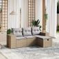 Preview: ARDEBO.de - 4-tlg. Garten-Sofagarnitur mit Kissen Beigemischung Poly Rattan