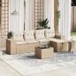 Preview: ARDEBO.de - 6-tlg. Garten-Sofagarnitur mit Kissen Beige Poly Rattan