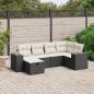 Preview: ARDEBO.de - 6-tlg. Garten-Sofagarnitur mit Kissen Schwarz Poly Rattan