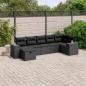 Preview: ARDEBO.de - 7-tlg. Garten-Sofagarnitur mit Kissen Schwarz Poly Rattan