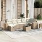 Preview: ARDEBO.de - 8-tlg. Garten-Sofagarnitur mit Kissen Beige Poly Rattan