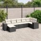 Preview: ARDEBO.de - 7-tlg. Garten-Sofagarnitur mit Kissen Schwarz Poly Rattan