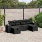 Preview: ARDEBO.de - 6-tlg. Garten-Sofagarnitur mit Kissen Schwarz Poly Rattan