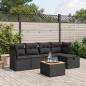 Preview: ARDEBO.de - 6-tlg. Garten-Sofagarnitur mit Kissen Schwarz Poly Rattan