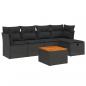 Preview: 6-tlg. Garten-Sofagarnitur mit Kissen Schwarz Poly Rattan