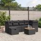 Preview: ARDEBO.de - 7-tlg. Garten-Sofagarnitur mit Kissen Schwarz Poly Rattan