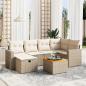 Preview: ARDEBO.de - 7-tlg. Garten-Sofagarnitur mit Kissen Beige Poly Rattan