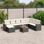 Preview: ARDEBO.de - 9-tlg. Garten-Sofagarnitur mit Kissen Schwarz Poly Rattan