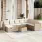 Preview: ARDEBO.de - 9-tlg. Garten-Sofagarnitur mit Kissen Beige Poly Rattan