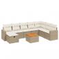 Preview: 9-tlg. Garten-Sofagarnitur mit Kissen Beige Poly Rattan