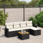 Preview: ARDEBO.de - 6-tlg. Garten-Sofagarnitur mit Kissen Schwarz Poly Rattan