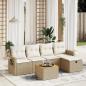 Preview: ARDEBO.de - 6-tlg. Garten-Sofagarnitur mit Kissen Beige Poly Rattan