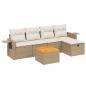 Preview: 6-tlg. Garten-Sofagarnitur mit Kissen Beige Poly Rattan