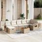 Preview: ARDEBO.de - 8-tlg. Garten-Sofagarnitur mit Kissen Beige Poly Rattan