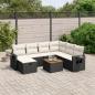 Preview: ARDEBO.de - 8-tlg. Garten-Sofagarnitur mit Kissen Schwarz Poly Rattan