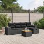 Preview: ARDEBO.de - 6-tlg. Garten-Sofagarnitur mit Kissen Schwarz Poly Rattan