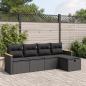 Preview: ARDEBO.de - 5-tlg. Garten-Sofagarnitur mit Kissen Schwarz Poly Rattan