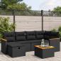 Preview: ARDEBO.de - 7-tlg. Garten-Sofagarnitur mit Kissen Schwarz Poly Rattan