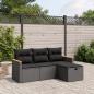 Preview: ARDEBO.de - 4-tlg. Garten-Sofagarnitur mit Kissen Schwarz Poly Rattan