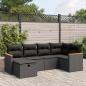 Preview: ARDEBO.de - 6-tlg. Garten-Sofagarnitur mit Kissen Schwarz Poly Rattan