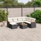 Preview: ARDEBO.de - 8-tlg. Garten-Sofagarnitur mit Kissen Schwarz Poly Rattan