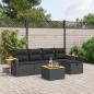 Preview: ARDEBO.de - 6-tlg. Garten-Sofagarnitur mit Kissen Schwarz Poly Rattan