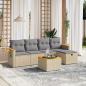 Preview: ARDEBO.de - 6-tlg. Garten-Sofagarnitur mit Kissen Beige Poly Rattan