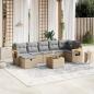 Preview: ARDEBO.de - 8-tlg. Garten-Sofagarnitur mit Kissen Beige Poly Rattan