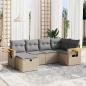 Preview: ARDEBO.de - 6-tlg. Garten-Sofagarnitur mit Kissen Beige Poly Rattan