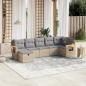 Preview: ARDEBO.de - 7-tlg. Garten-Sofagarnitur mit Kissen Beige Poly Rattan