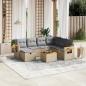 Preview: ARDEBO.de - 8-tlg. Garten-Sofagarnitur mit Kissen Beige Poly Rattan