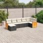 Preview: ARDEBO.de - 7-tlg. Garten-Sofagarnitur mit Kissen Schwarz Poly Rattan