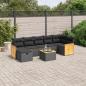 Preview: ARDEBO.de - 8-tlg. Garten-Sofagarnitur mit Kissen Schwarz Poly Rattan