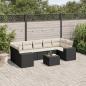 Preview: ARDEBO.de - 8-tlg. Garten-Sofagarnitur mit Kissen Schwarz Poly Rattan