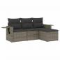 Preview: 4-tlg. Garten-Sofagarnitur mit Kissen Grau Poly Rattan