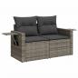 Preview: 4-tlg. Garten-Sofagarnitur mit Kissen Grau Poly Rattan