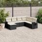 Preview: ARDEBO.de - 7-tlg. Garten-Sofagarnitur mit Kissen Schwarz Poly Rattan