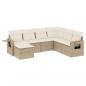 Preview: 7-tlg. Garten-Sofagarnitur mit Kissen Beige Poly Rattan