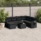 Preview: ARDEBO.de - 8-tlg. Garten-Sofagarnitur mit Kissen Schwarz Poly Rattan