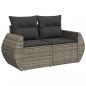 Preview: 11-tlg. Garten-Sofagarnitur mit Kissen Grau Poly Rattan