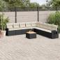 Preview: ARDEBO.de - 10-tlg. Garten-Sofagarnitur mit Kissen Schwarz Poly Rattan