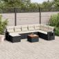 Preview: ARDEBO.de - 9-tlg. Garten-Sofagarnitur mit Kissen Schwarz Poly Rattan