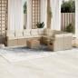 Preview: ARDEBO.de - 11-tlg. Garten-Sofagarnitur mit Kissen Beige Poly Rattan