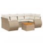 Preview: 7-tlg. Garten-Sofagarnitur mit Kissen Beige Poly Rattan