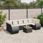 Preview: ARDEBO.de - 8-tlg. Garten-Sofagarnitur mit Kissen Schwarz Poly Rattan