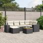 Preview: ARDEBO.de - 7-tlg. Garten-Sofagarnitur mit Kissen Schwarz Poly Rattan