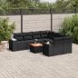 Preview: ARDEBO.de - 9-tlg. Garten-Sofagarnitur mit Kissen Schwarz Poly Rattan