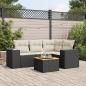 Preview: ARDEBO.de - 5-tlg. Garten-Sofagarnitur mit Kissen Schwarz Poly Rattan